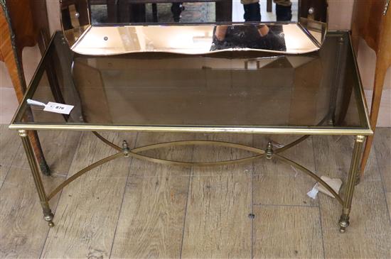 A Maison Jansen style brass and glass coffee table W.89cm